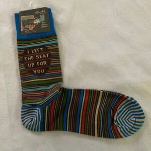 Mens Cotton Crew Socks Blue Q “I Left the Seat Up for You”